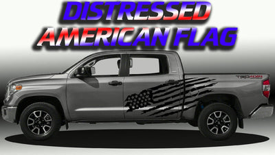 Distressed American Flag Side Graphics compatible with Toyota Tundra