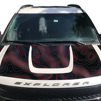 Custom Topographic Topo Hood Wrap Blackout Decal compatible with 2013-2015 Ford Explorer Topo 02