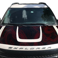 Custom Topographic Topo Hood Wrap Blackout Decal compatible with 2013-2015 Ford Explorer Topo 02