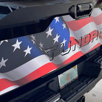 Custom 2022-2024 Toyota Tundra American Flag Tailgate graphics decal Blackout with vinyl inserts for letters