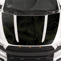 Customizable Topographic Hood Wrap Blackout Decal compatible with F150 2015-2020 Topo 01