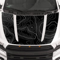 Customizable Topographic Hood Wrap Blackout Decal compatible with F150 2015-2020 Topo 01