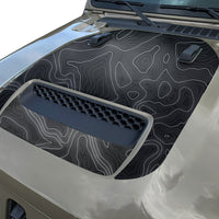 Topographic Topo Hood Decal compatible with 2018-2024 Jeep Wrangler JL and Gladiator JT Mojave Hoods Topo 02