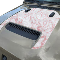 Topographic Topo Hood Decal compatible with 2018-2024 Jeep Wrangler JL and Gladiator JT Mojave Hoods Topo 02