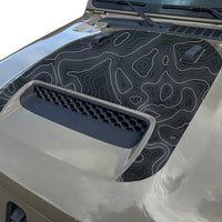 Topographic Topo Hood Decal compatible with 2018-2024 Jeep Wrangler JL and Gladiator JT Mojave Hoods Topo 02