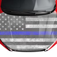 Premium Customizable Thin Blue Line American Flag Hood Wrap Vinyl (52" x 72") 10 Year Wrap Vinyl for Vehicles