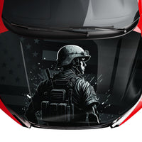 Military Soldier American Flag Hood Wrap Vinyl (52" x 72") 10 Year Wrap Vinyl for Vehicles