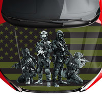 Military Soldier American Flag Hood Wrap Vinyl (52" x 72") 10 Year Wrap Vinyl for Vehicles 4SF