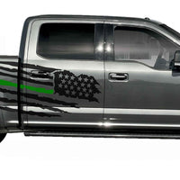 F150 Distressed American Flag Graphics - Red, Blue, Green Line