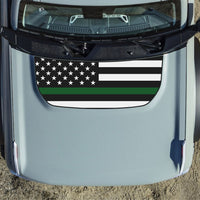 Customizable American Flag Thin Red Blue Green Line Hood Decal fits 2021-2024 Ford Bronco