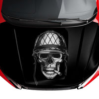 Premium Customizable Military Skull Punisher Hood Wrap Vinyl (52" x 72") 10 Year Wrap Vinyl for Vehicles MP01