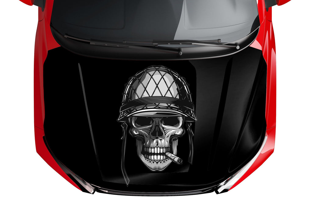 Premium Customizable Military Skull Punisher Hood Wrap Vinyl (52" x 72") 10 Year Wrap Vinyl for Vehicles MP01