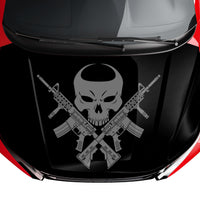 Customizable Skulls Punisher Hood Wrap Vinyl (52" x 72") 10 Year Wrap Vinyl for Vehicles P01