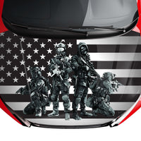 Military Soldier American Flag Hood Wrap Vinyl (52" x 72") 10 Year Wrap Vinyl for Vehicles 4SF