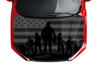 Customizable Military Soldier American Flag Hood Wrap Vinyl Custom Colors and Sizes 7S