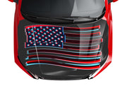 Fully Customizable American Flag Glitch Style Hood Wrap Vinyl Custom Size and Colors