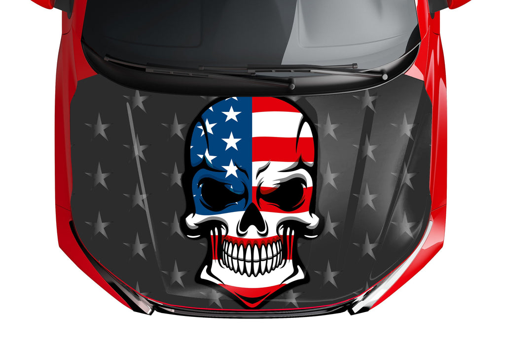 american flag motorcycle helmet wrap Customizable American Flag Punisher Skull Style Hood Wrap Vinyl Custom