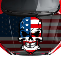 Customizable American Flag Punisher Skull Style Hood Wrap Vinyl Custom Sizes AFS02