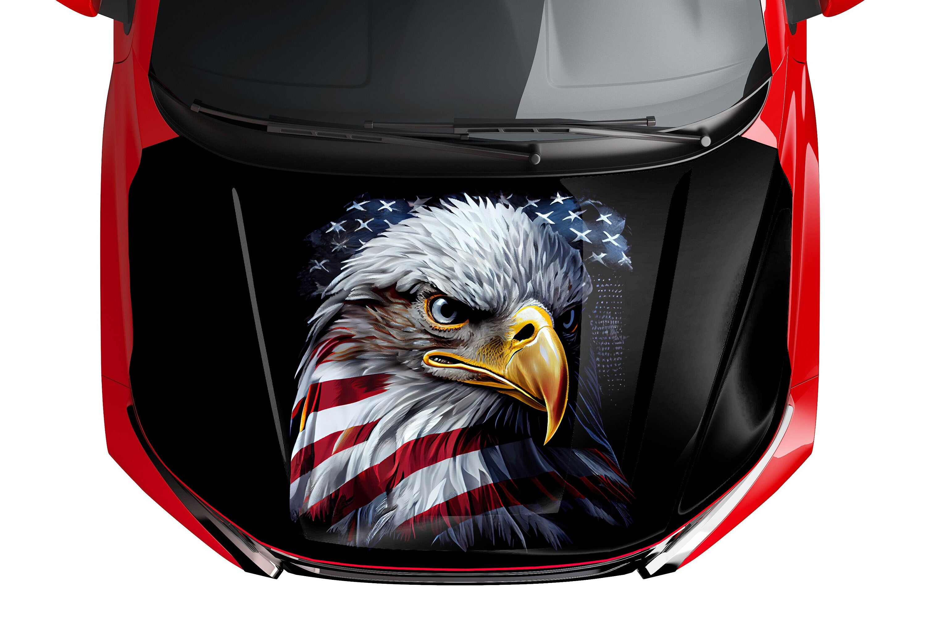 【VETEZE】22SS★ New Flag Hood American Flag and Bald Eagle Style Hood Wrap Vinyl Custom