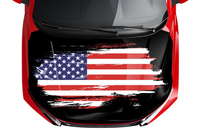 Customizable American Flag Style Hood Wrap Vinyl Custom Sizes VFRWB03