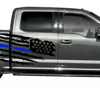 F150 Distressed American Flag Graphics - Red, Blue, Green Line