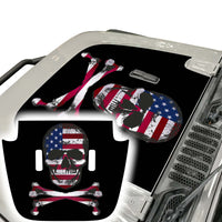 American Flag Punisher Skull Hood Decal compatible with Jeep Wrangler JL & Gladiator JT 2018-2022 01