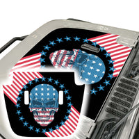 American Flag Punisher Skull Hood Decal compatible with Jeep Wrangler JL & Gladiator JT 2018-2022 03