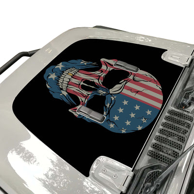 American Flag Punisher Skull Hood Decal Compatible with Jeep Wrangler JL & Gladiator JT 2018-2022 04