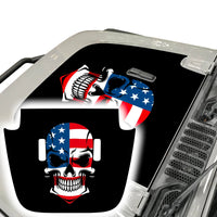 American Flag Punisher Skull Hood Decal Compatible with Jeep Wrangler JL & Gladiator JT 2018-2022 07