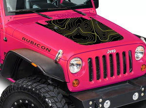 Topographic Topo Hood Decal compatible with Jeep Wrangler JK 2007-2018 02