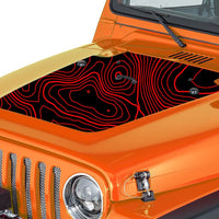 Topographic Topo Hood Decal Compatible with Jeep Wrangler TJ 1997-2006 3M Vinyl