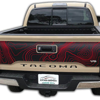 Custom Topographic Toyota Tacoma tailgate blackout graphics decal 2016-2022
