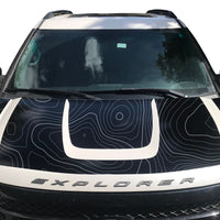 Custom Topographic Topo Hood Wrap Blackout Decal compatible with 2013-2015 Ford Explorer Topo 01