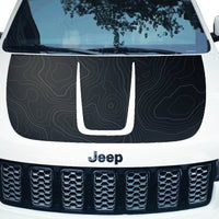 Customizable Topographic Topo Hood Decal Blackout Wrap compatible with Jeep Grand Cherokee 2011-2022 Topo01