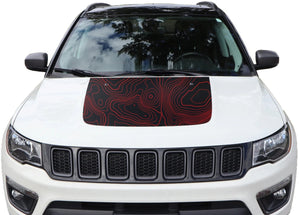 Topographic Topo Hood Decal compatible with Jeep Compass 2007-2023 Topo 01