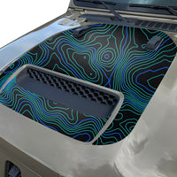 Topographic Topo Hood Decal compatible with 2018-2023 Jeep Wrangler JL and Gladiator JT Mojave Hoods Topo 01