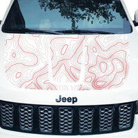 Customizable Topographic Topo Hood Decal Blackout Wrap compatible with Jeep Grand Cherokee 2011-2022 Topo02