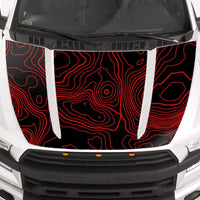 Customizable Topographic Hood Wrap Blackout Decal compatible with F150 2015-2020 Topo 01
