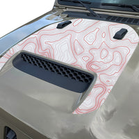 Topographic Topo Hood Decal compatible with 2018-2023 Jeep Wrangler JL and Gladiator JT Mojave Hoods Topo 02