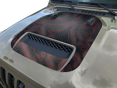 Topographic Topo Hood Decal compatible with 2018-2023 Jeep Wrangler JL and Gladiator JT Mojave Hoods Topo 02